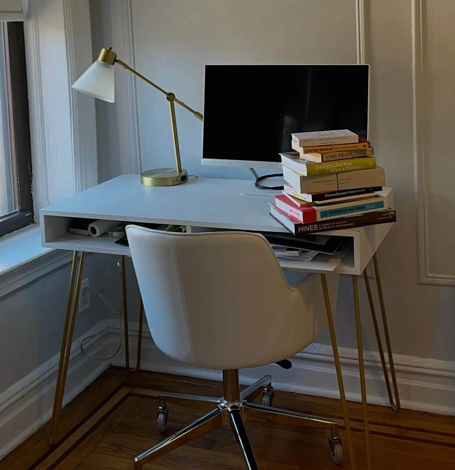 White Leather Desk Chair on Casters - photo 5