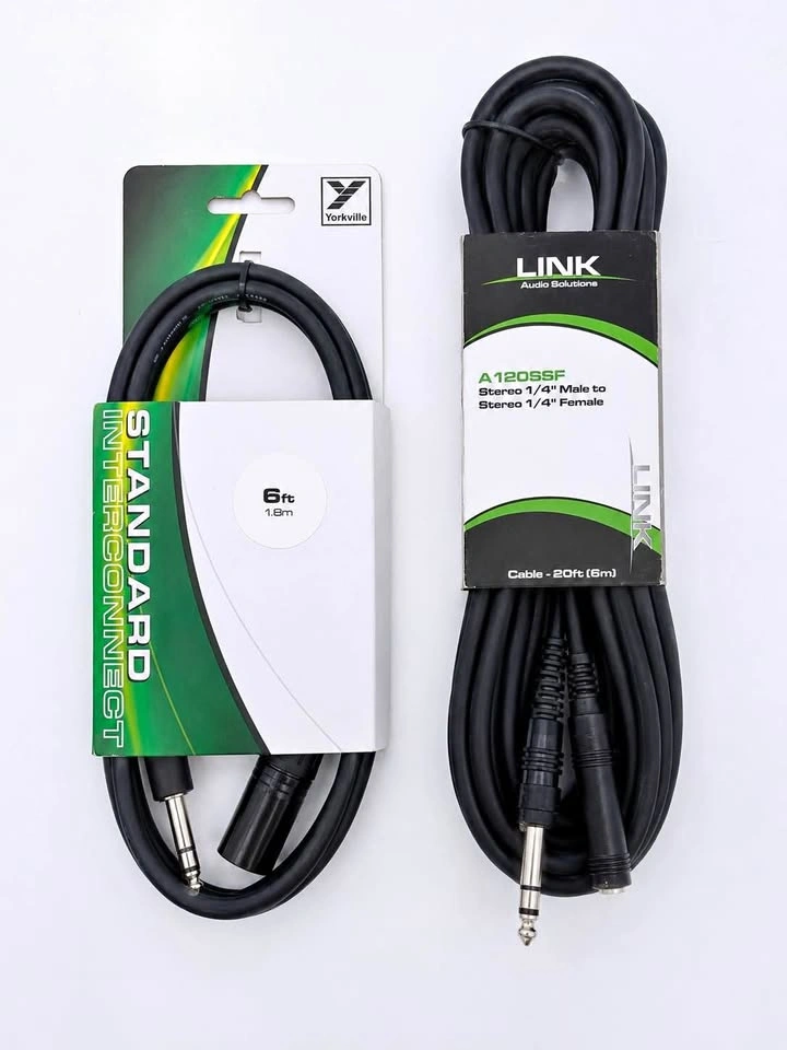 2 Audio Cables – Yorkville XLR to 1/4” TRS + 20ft 1/4” TRS Cable