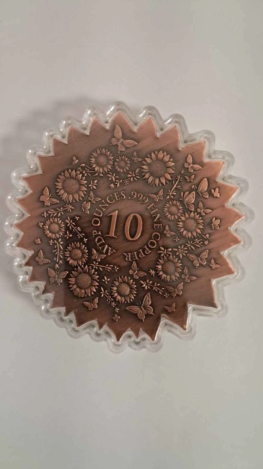 2026 10oz .999 Collectible Copper Sunflower High Relief - photo 4