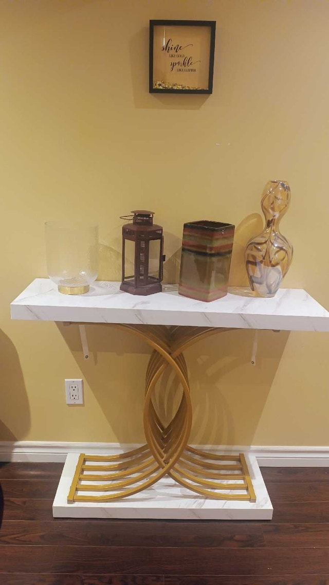 Modern Marble-look & Gold Console Table - photo 2