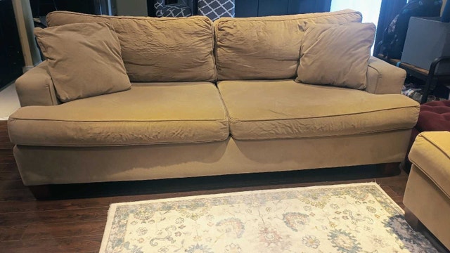 Tan Suede Fabric Sofa & Loveseat Set - photo 2