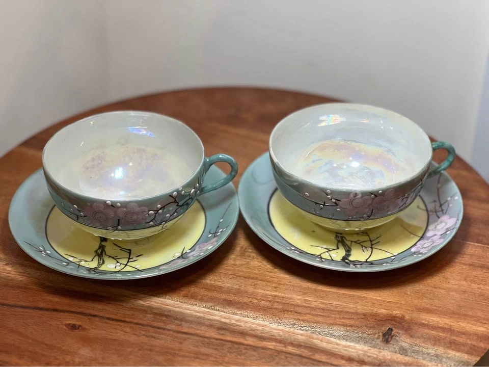 Vintage Japanese Lusterware Teacup & Saucer Set (2) - photo 4