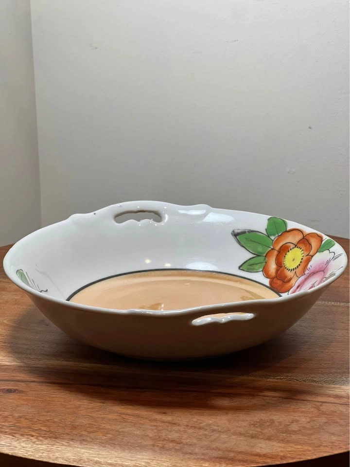 Vintage Japanese Lusterware Porcelain Hand-Painted Floral Bowl - photo 5