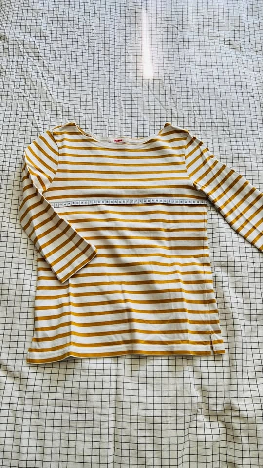 CRCA WOMAN white yellow striped long sleeve top