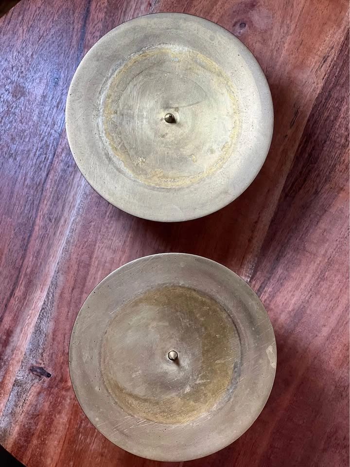 Vintage Solid Brass Spike Pillar Candle Holders - Set of 2 - photo 5
