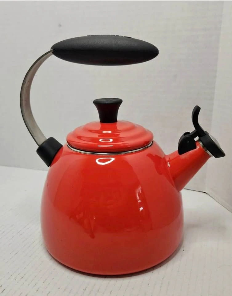 Le Creuset 1.6 Qt Whistling Halo Cerise Enamel Tea Kettle