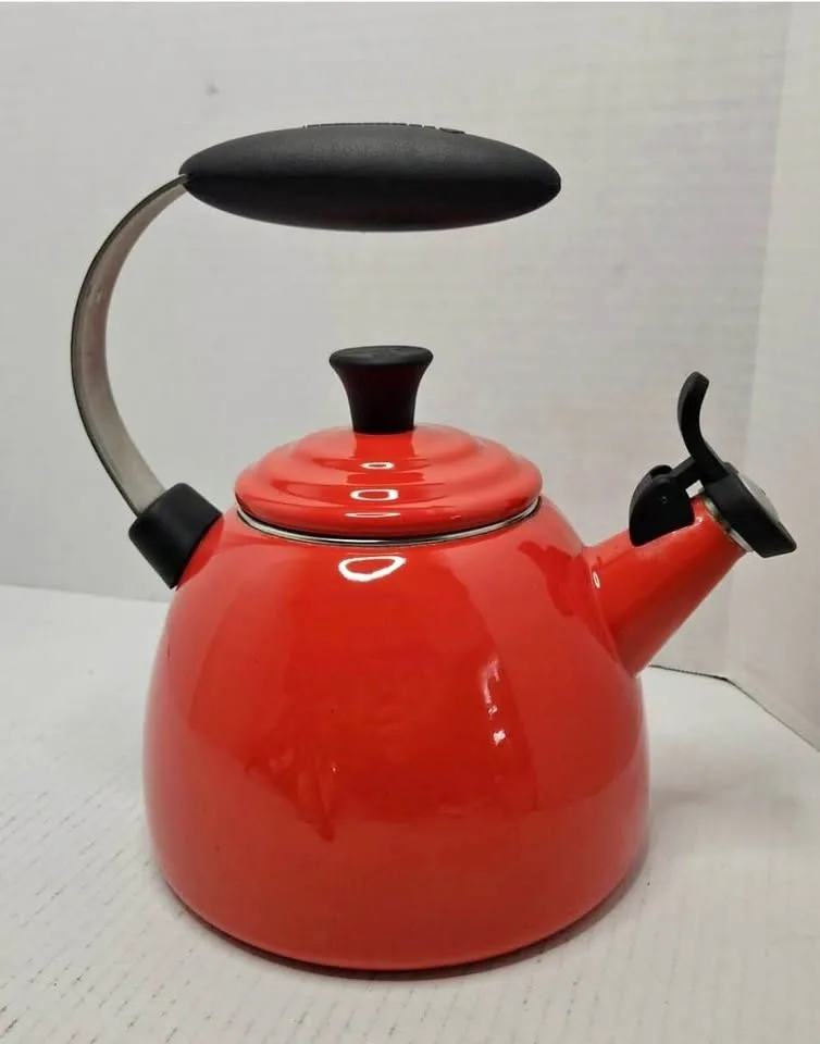 Le Creuset 1.6 Qt Whistling Halo Cerise Enamel Tea Kettle