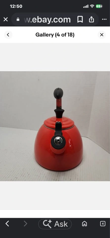Le Creuset 1.6 Qt Whistling Halo Cerise Enamel Tea Kettle - photo 3