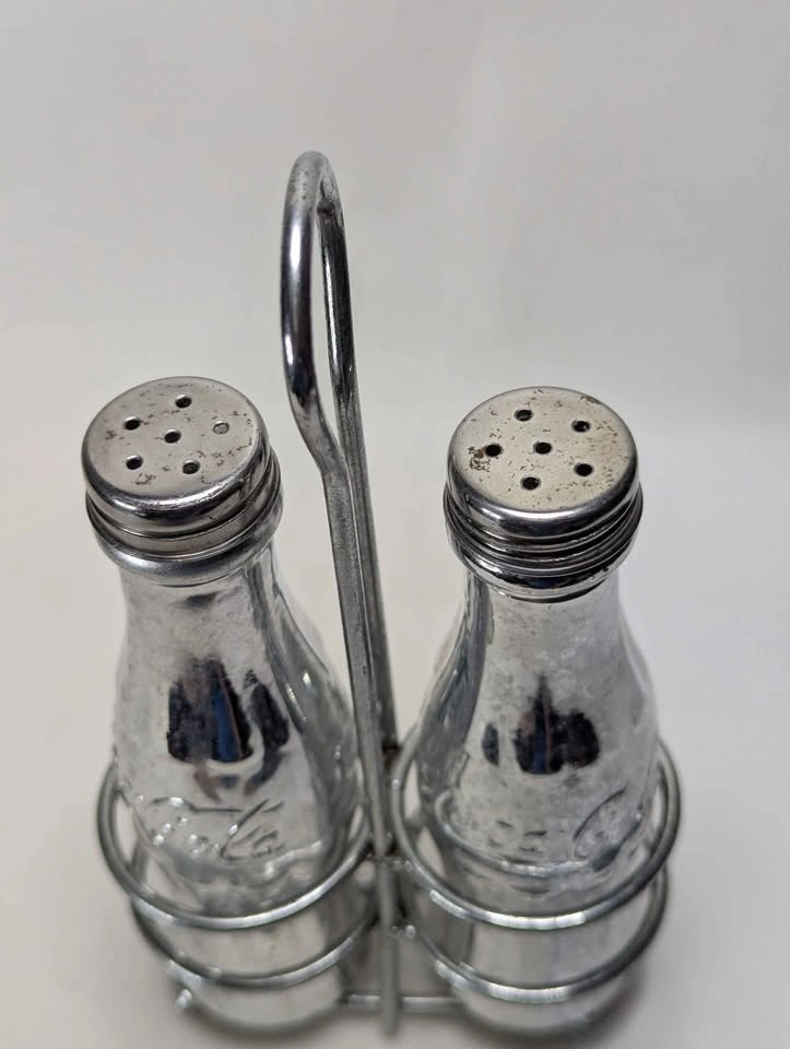 Coca-Cola Chrome Salt and Pepper Shaker Set with Caddy - photo 4