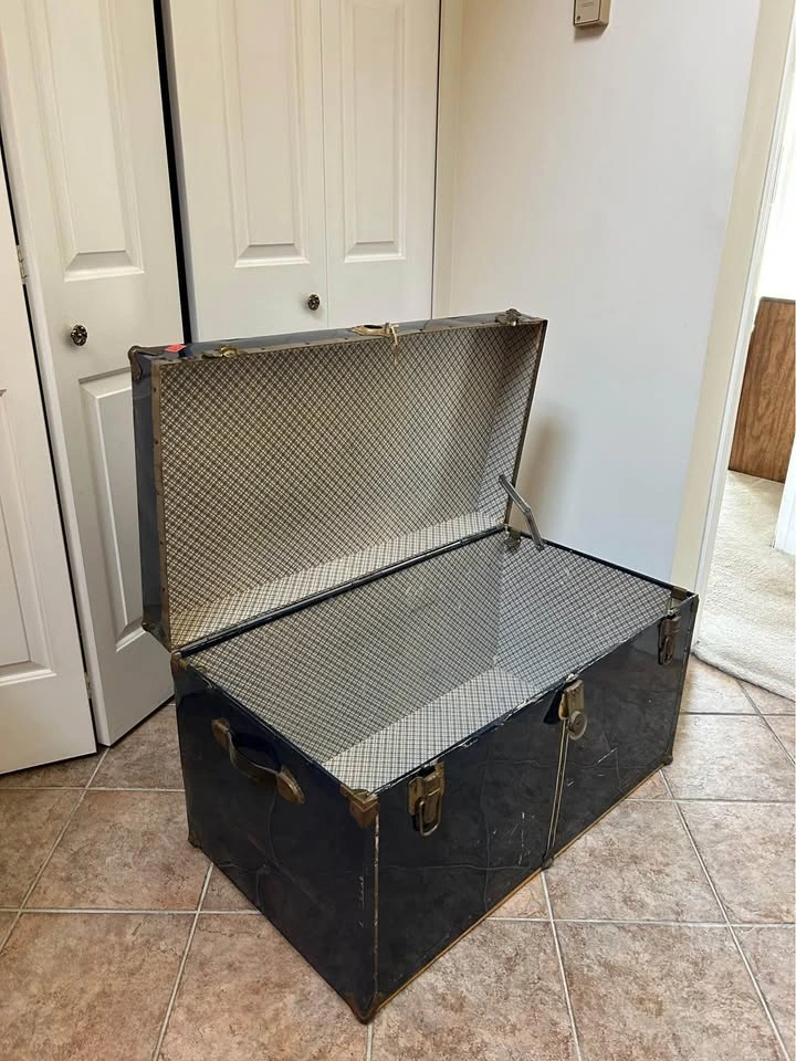 Vintage metal and brass trunk - photo 3
