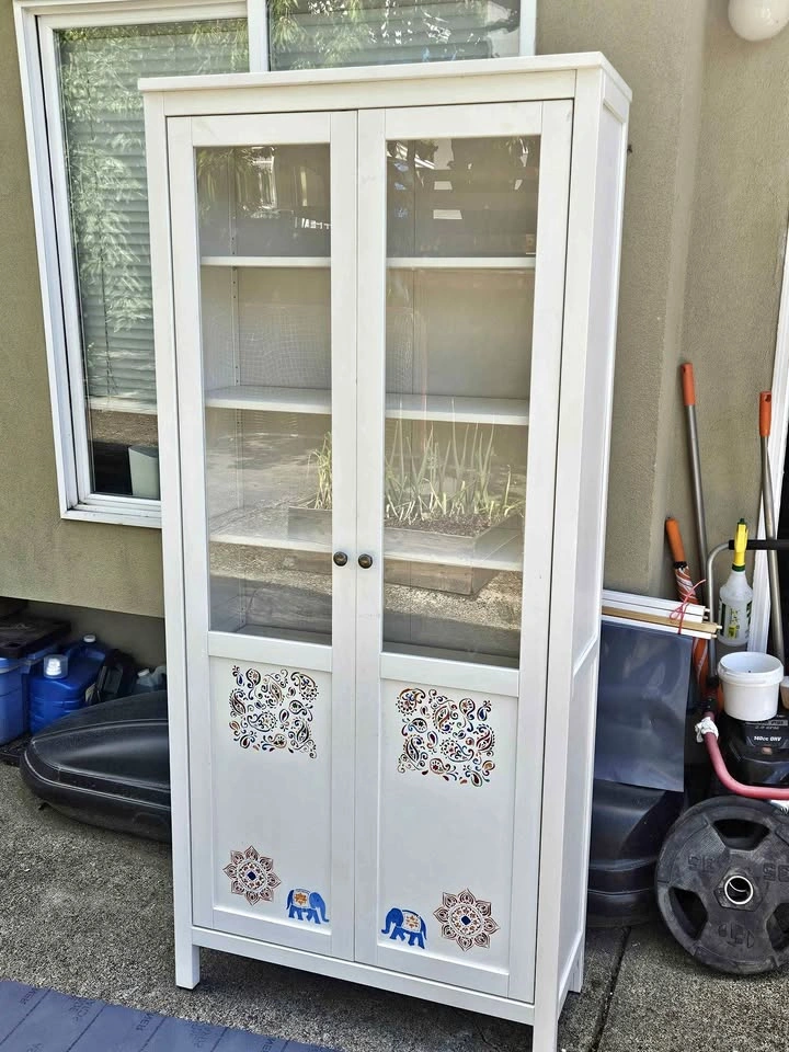 Ikea HEMNES cabinet w/doors with custom art