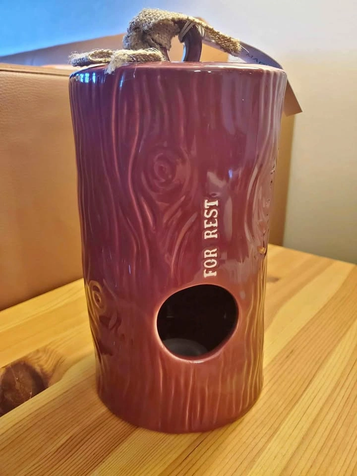 Rae Dunn red wood ceramic birdhouse