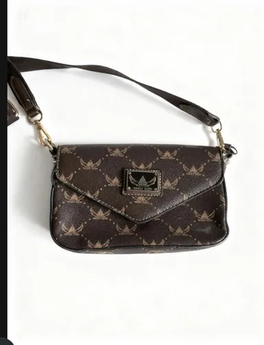 MCM Brown Logo Coated Small Shoulder Bag Magnetic Flap Gold HW - photo 2