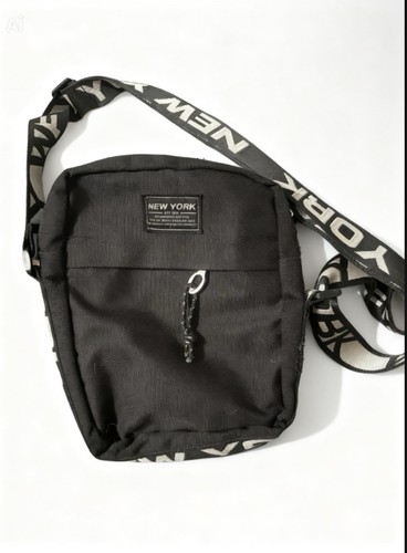Black New York Crossbody Bag, Adjustable Strap, Zip Closure - photo 2