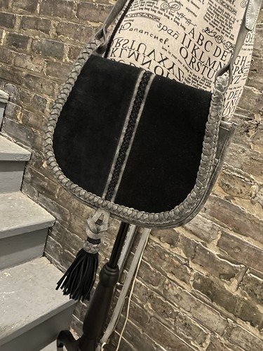 Steven by Steve Madden Black Suede & Metallic Silver Purse