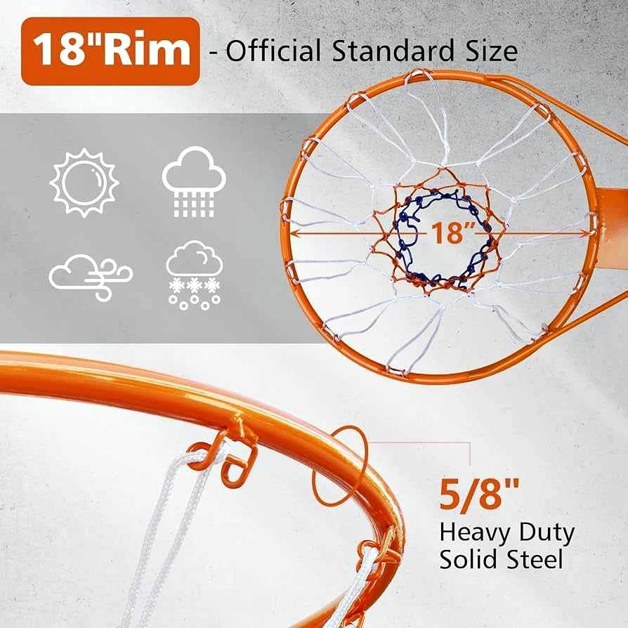 Premium Heavy Duty Basketball Rim with Double Spring – 18-inch