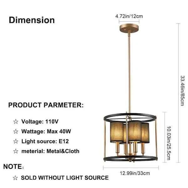 Elegant Industrial 4-Light Chandelier (E12 Base) - photo 3
