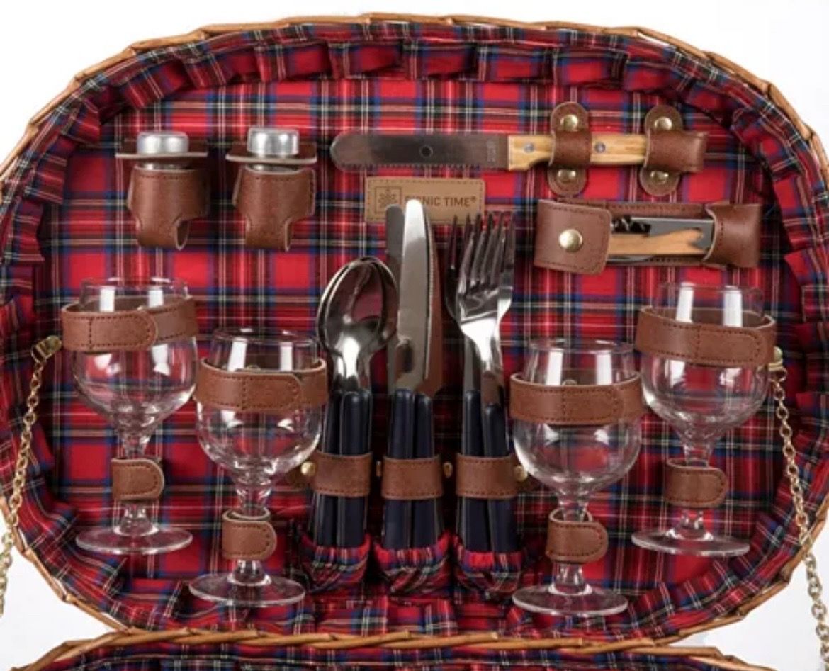 Red Highlander Picnic Basket - Never Been Used