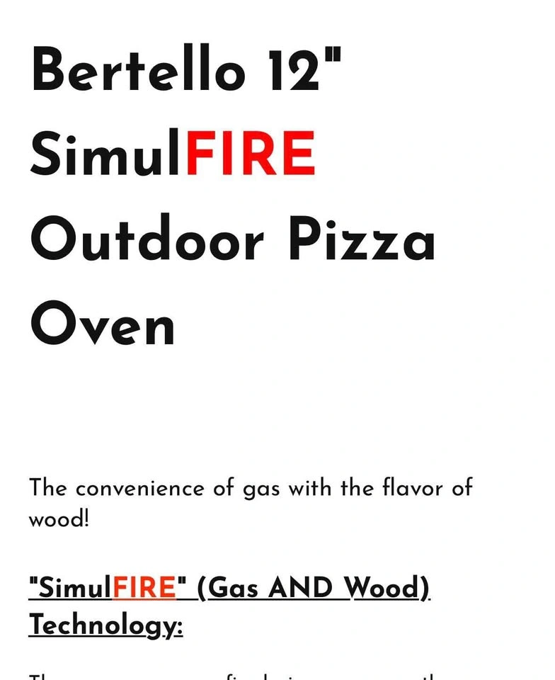 Bertello 12" SimulFIRE Outdoor Pizza Oven - photo 2