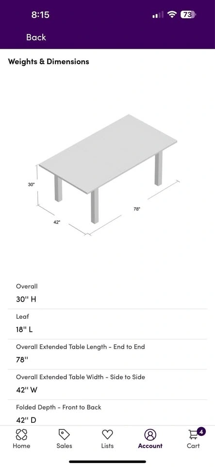 8 seat Dinning table must go