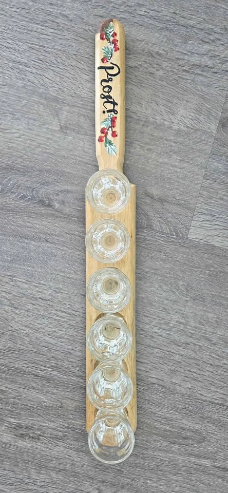 Prost! shot glass holder with 6 shot glasses