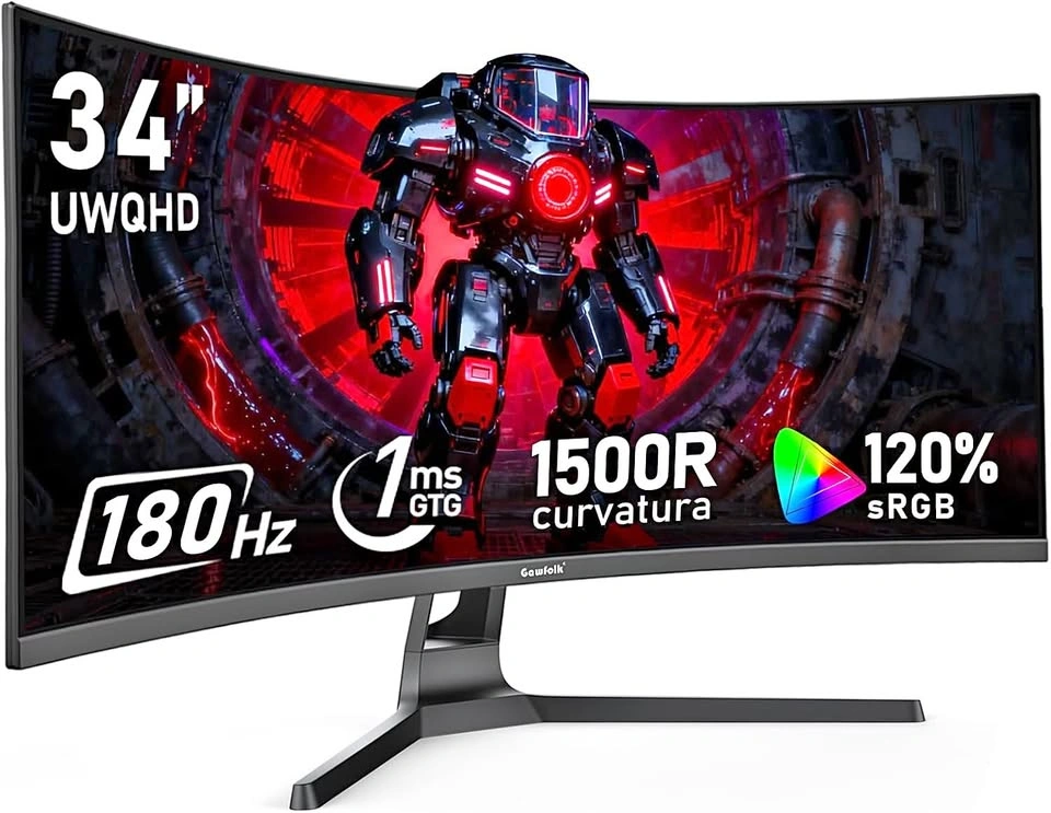 Gawfolk 34 Inch Ultrawide Curved 180Hz Gaming Computer Monitor