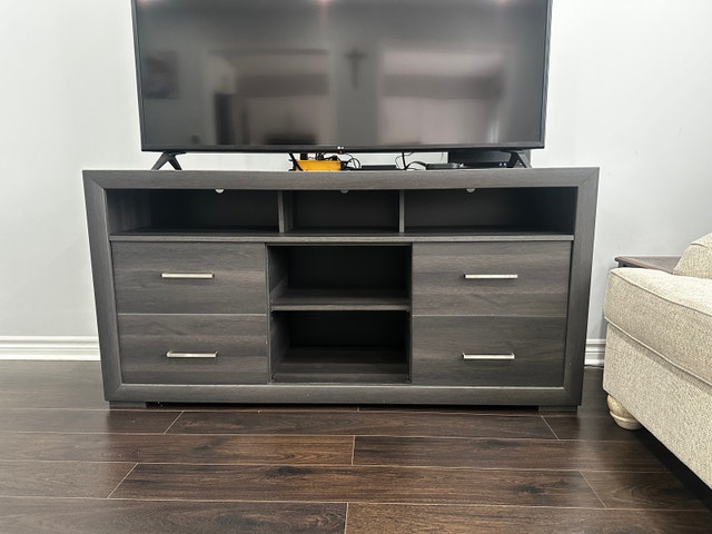 Modern Dark Wood TV Stand for 70” TV