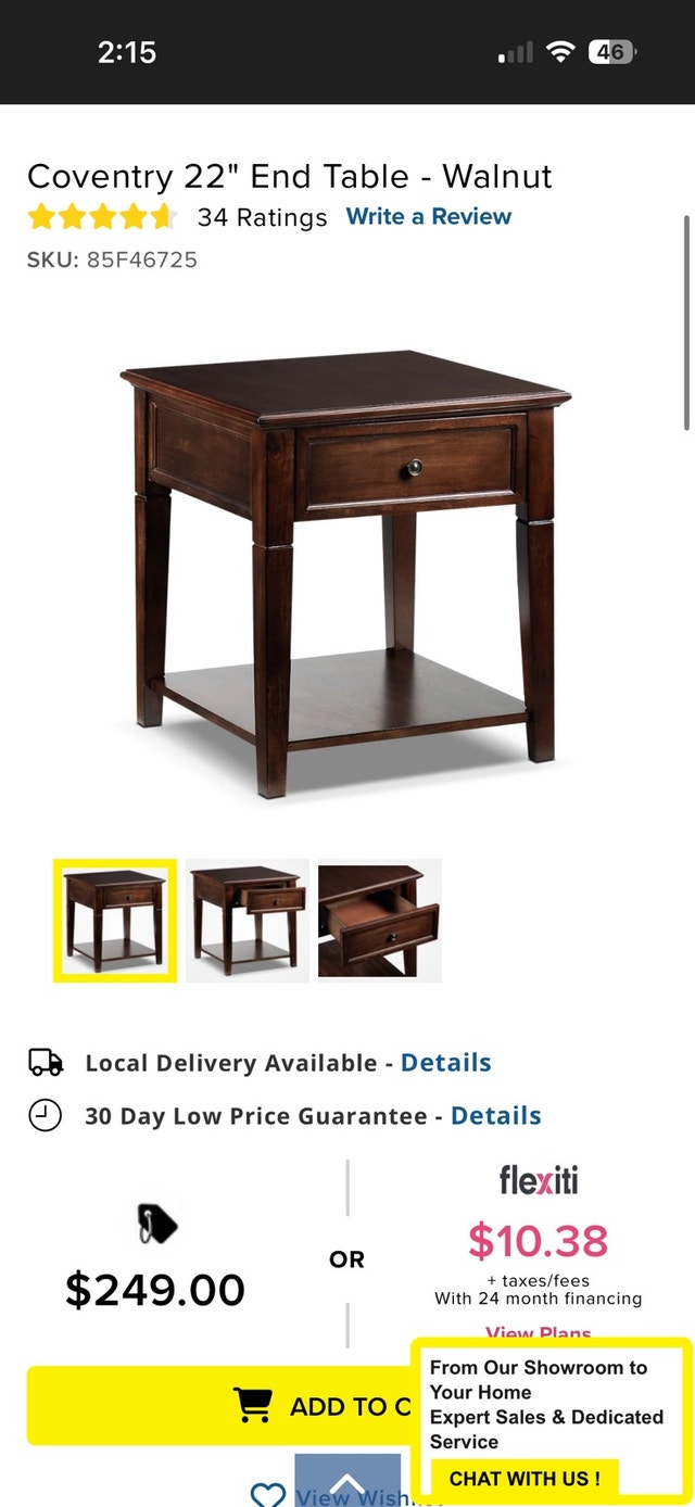 Coventry 22" End Table - Walnut - photo 3