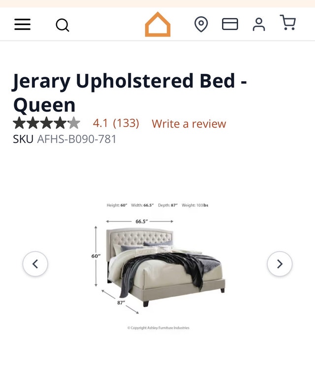 Ashley Furniture Queen Bed Upholstered - photo 3