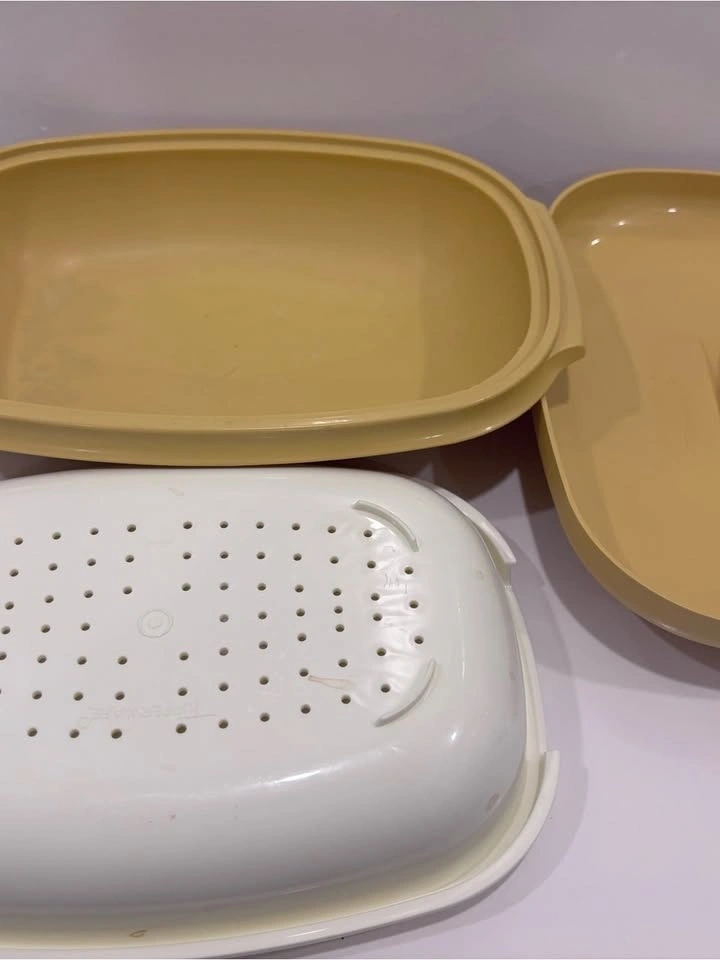 Vintage Tupperware vegetable steamer set complete harvest gold C - photo 4