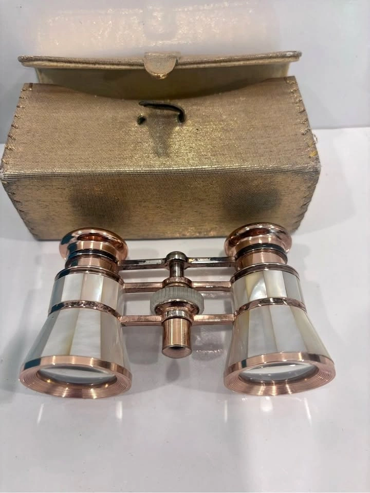 Vintage Birks mother of pearl 3x25 opera glasses w/ case & box