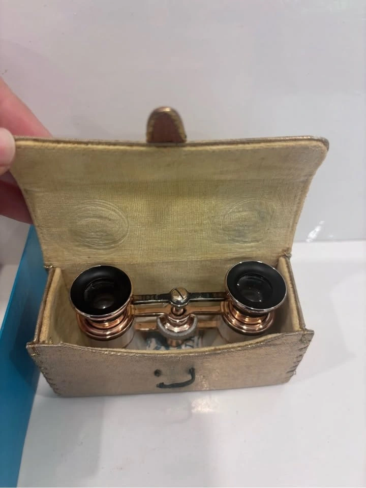 Vintage Birks mother of pearl 3x25 opera glasses w/ case & box - photo 5