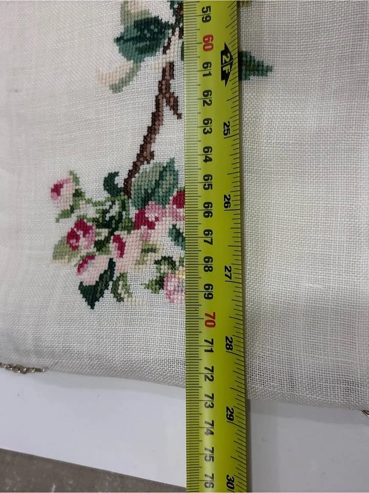 Vintage handmade counter cross stitch apple blossom bellpull - photo 5