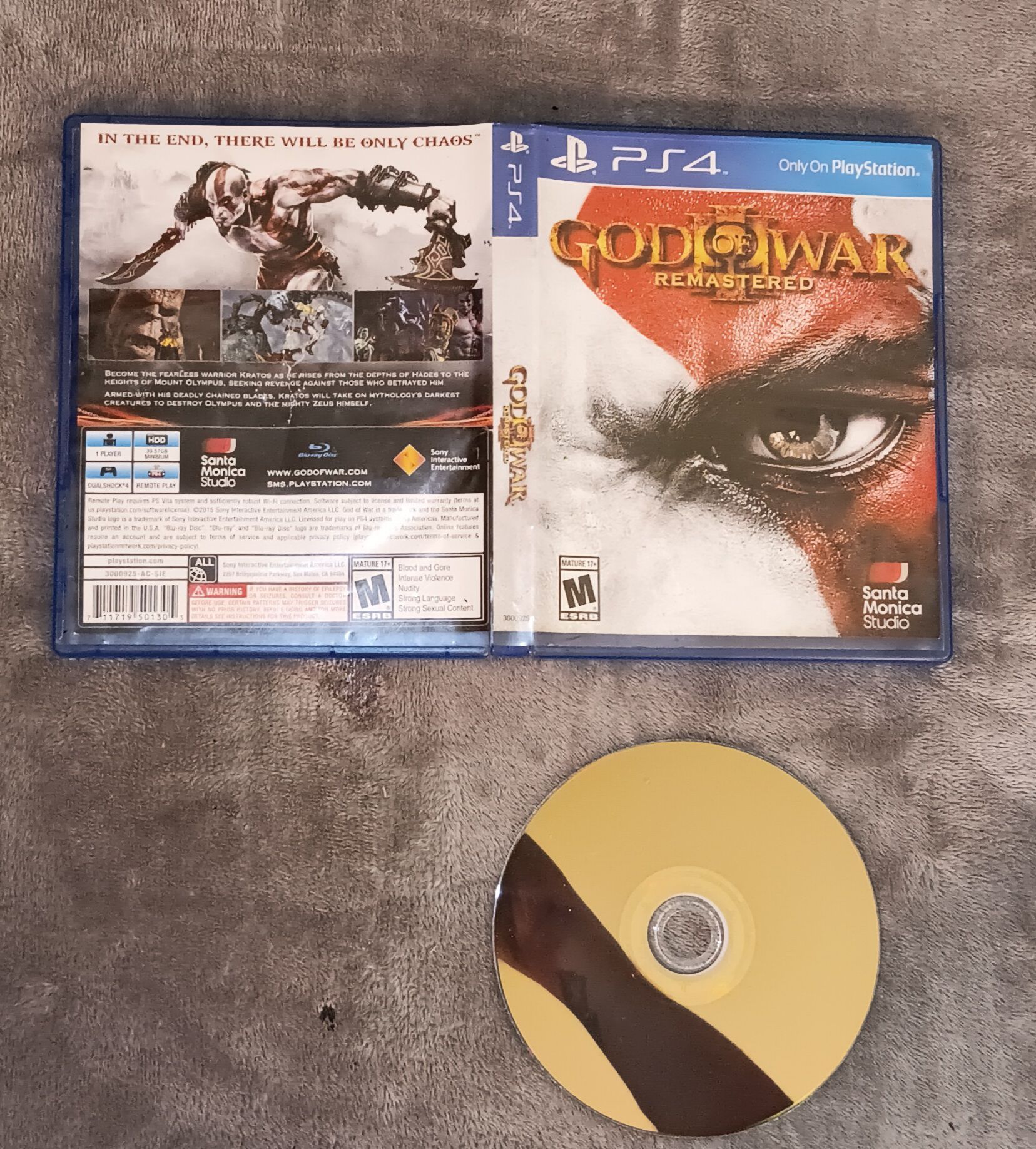 God of War III Remastered PS4 - FLAWLESS Disc - Mint - photo 5