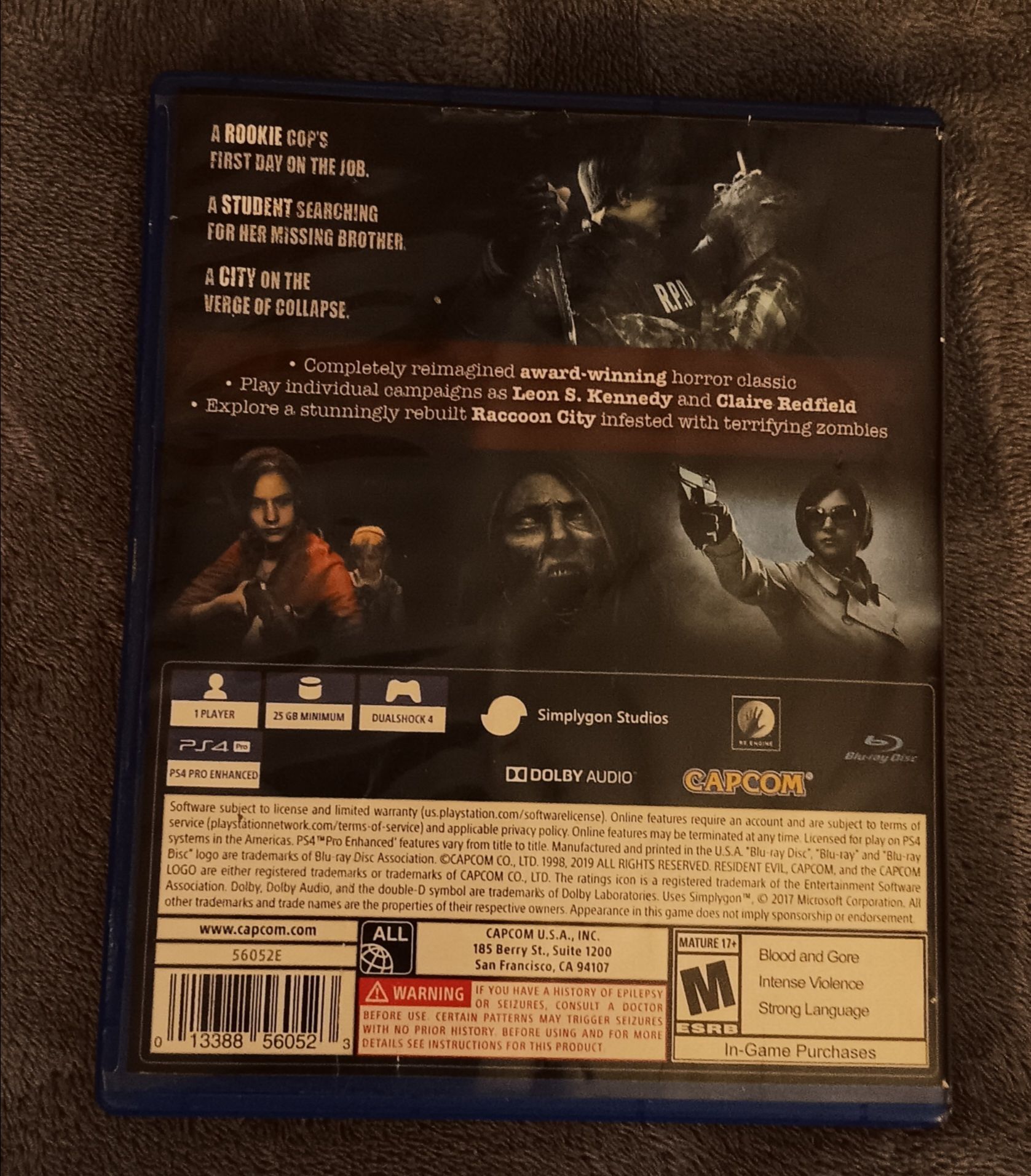 Resident Evil 2 Remake PS4 - Near Mint disc - photo 2