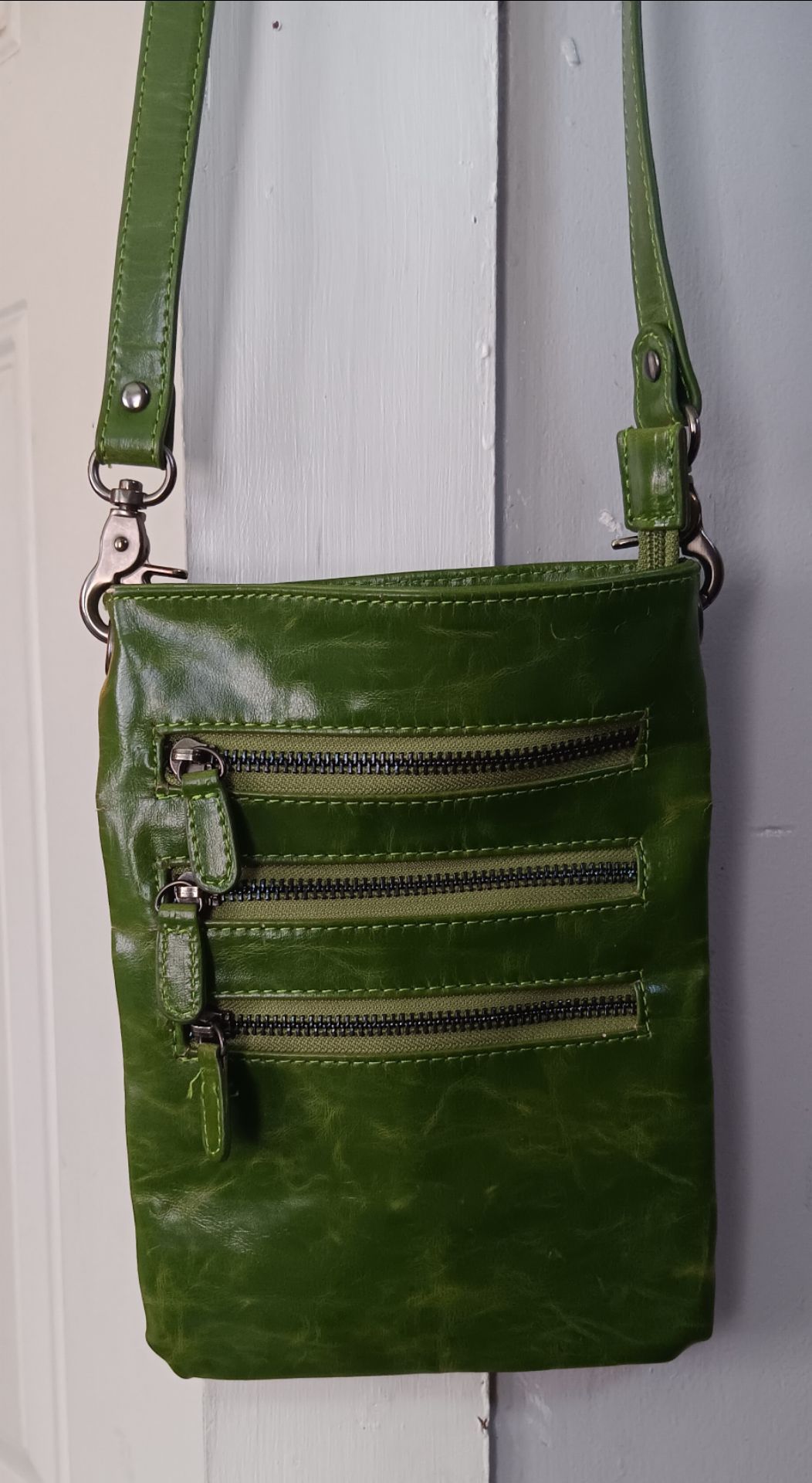 Shiraleah Harper Style Triple Zip Crossbody - Moss Green