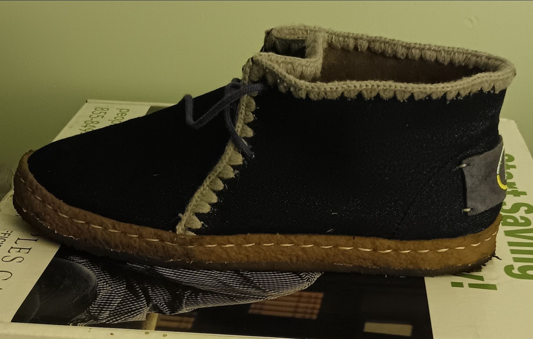 Eskimo Shearling Lace-Up Ankle Boots - Denim/Wool - Size 9 - photo 3