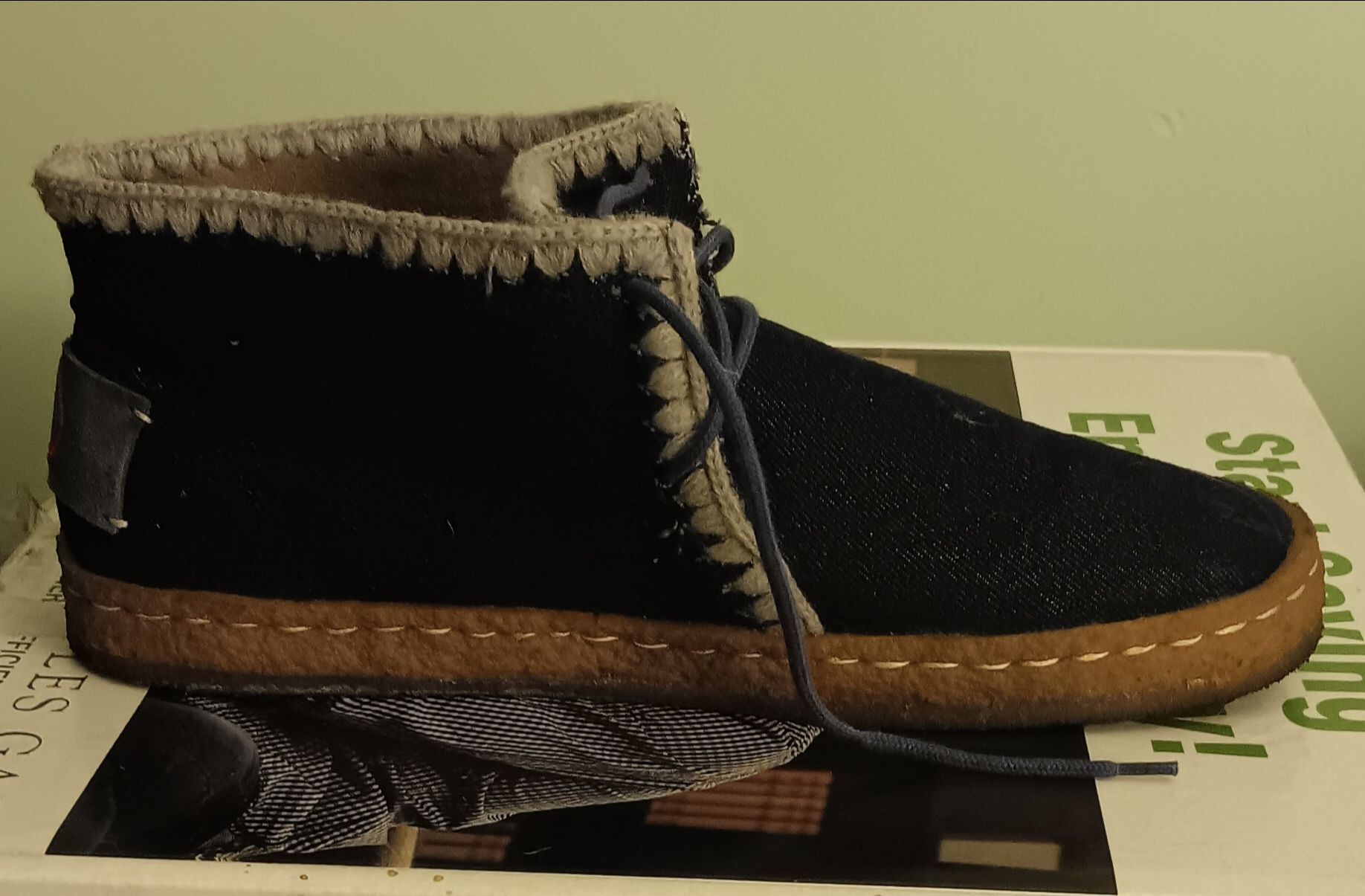 Eskimo Shearling Lace-Up Ankle Boots - Denim/Wool - Size 9 - photo 4