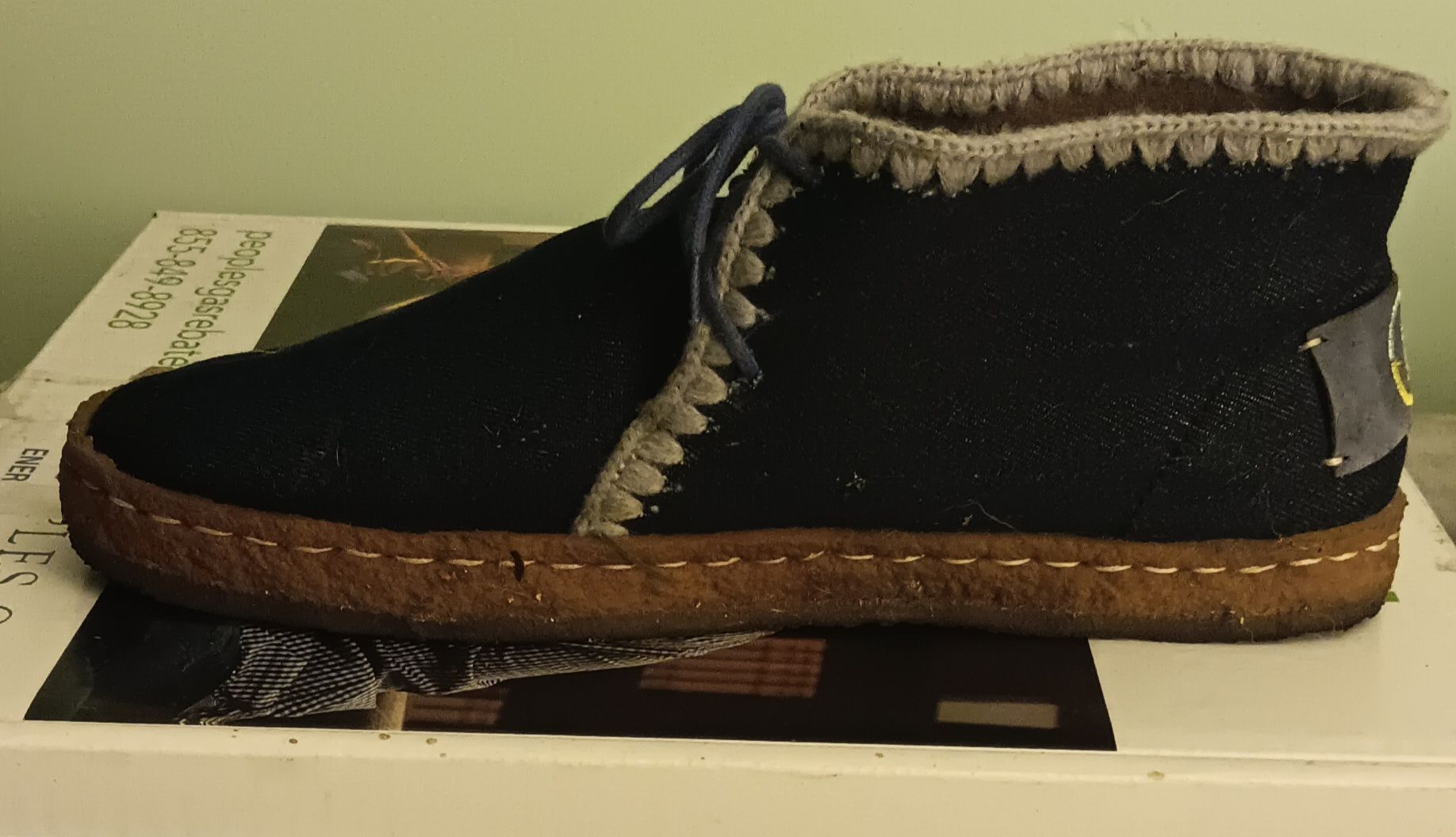 Eskimo Shearling Lace-Up Ankle Boots - Denim/Wool - Size 9 - photo 5