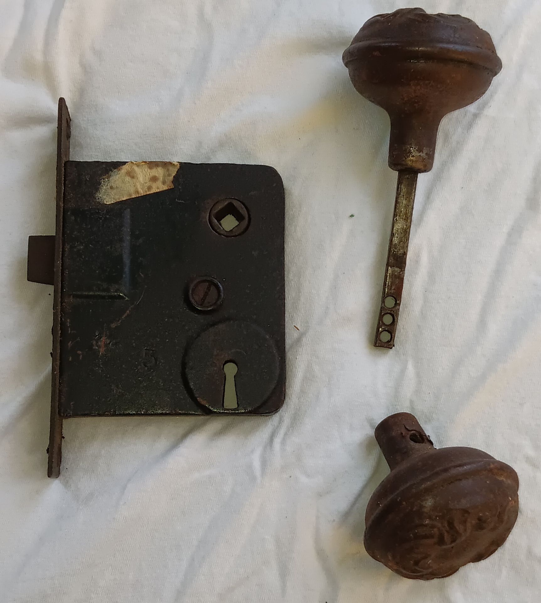 Original Working Victorian Mortise Lock Set - with Skeleton Key