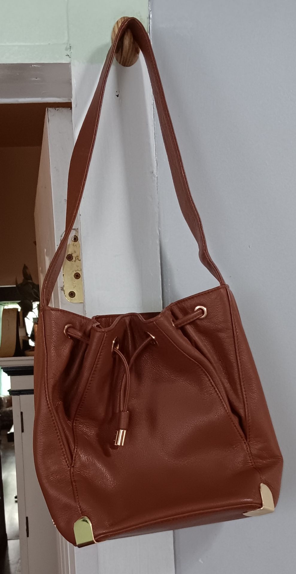 Vince Camuto Pippa Leather Drawstring Bucket Bag - Cognac