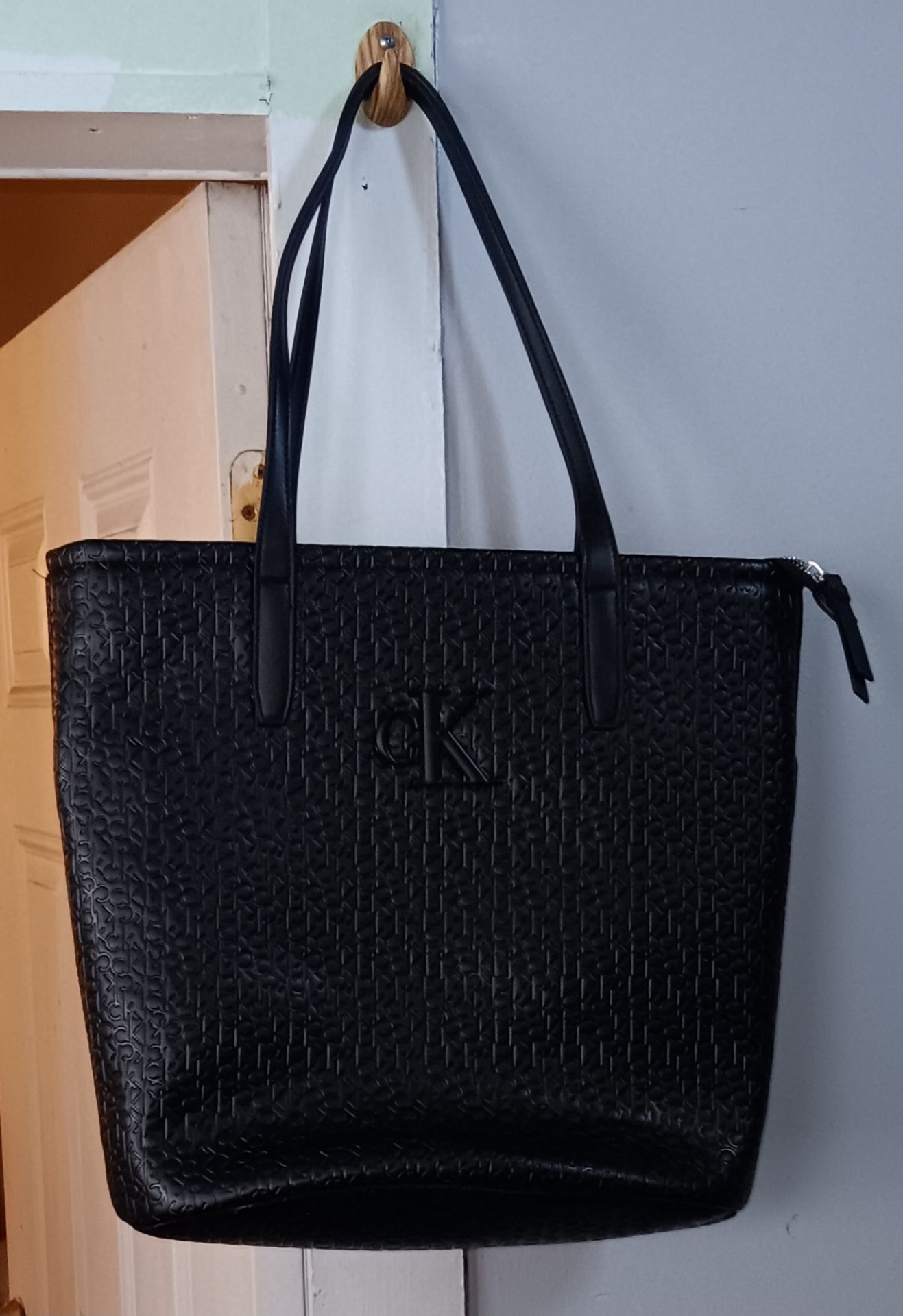 Calvin Klein Embossed Monogram Tote – Black