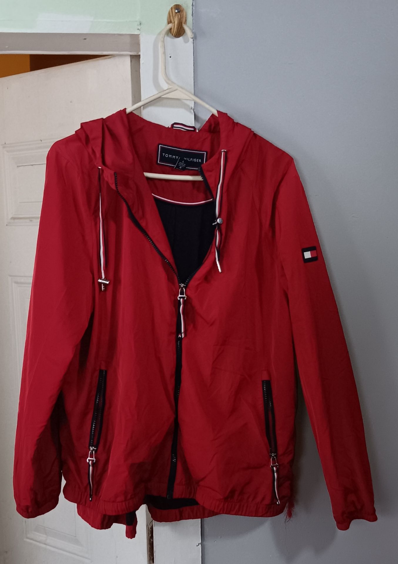 Tommy Hilfiger Womens Hooded Windbreaker Jacket Tommy Red