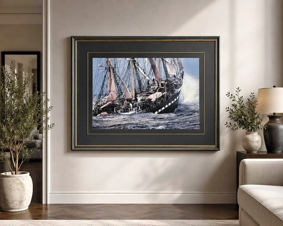 Large Philip Plisson “Le Siècle du Belem” Framed Nautical Art
