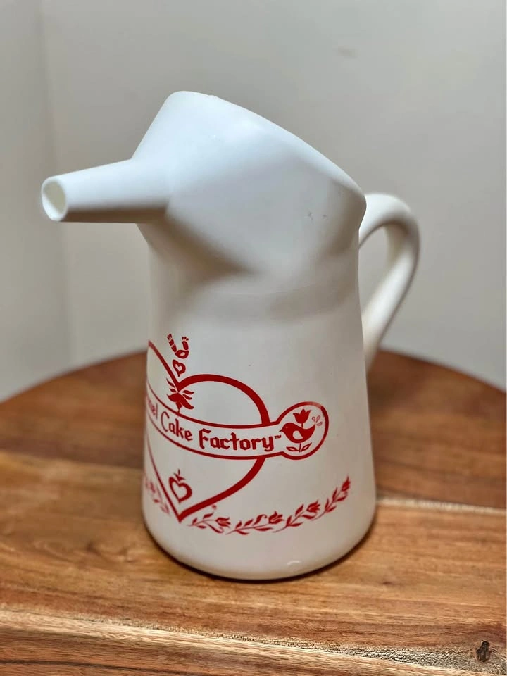 Vintage Funnel Cake Factory Batter Pitcher - Red Folk Art