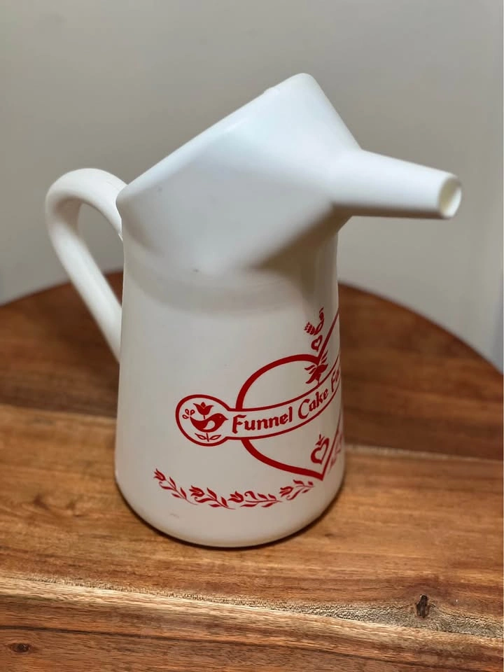 Vintage Funnel Cake Factory Batter Pitcher - Red Folk Art - photo 2