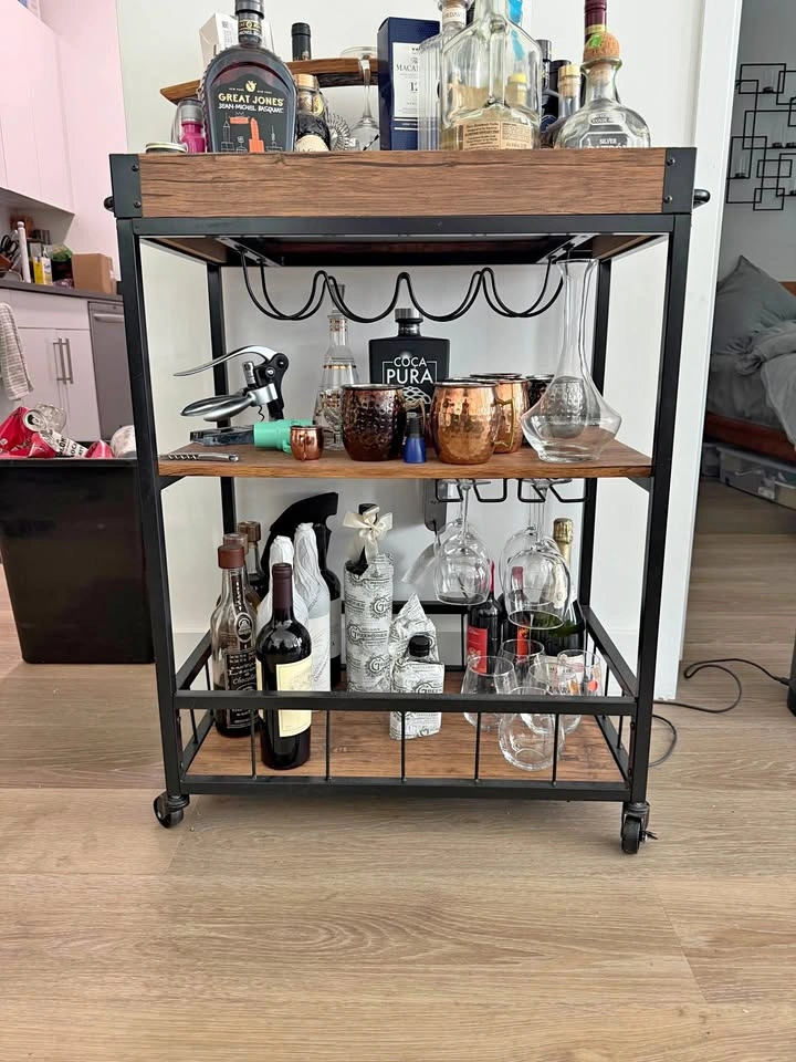 Three Tier Rustic Bar Cart
