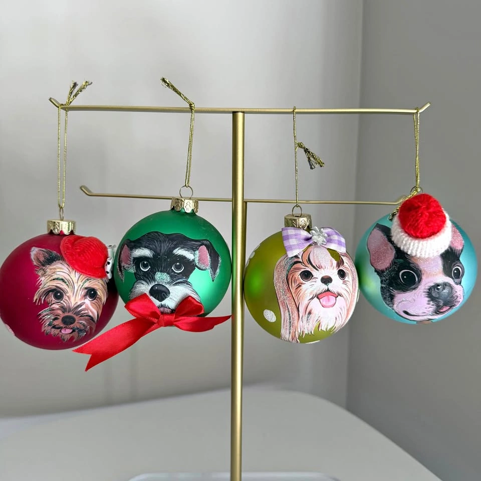 Real Glass Dog Christmas Ball Tree Decorations - $5 for ALL