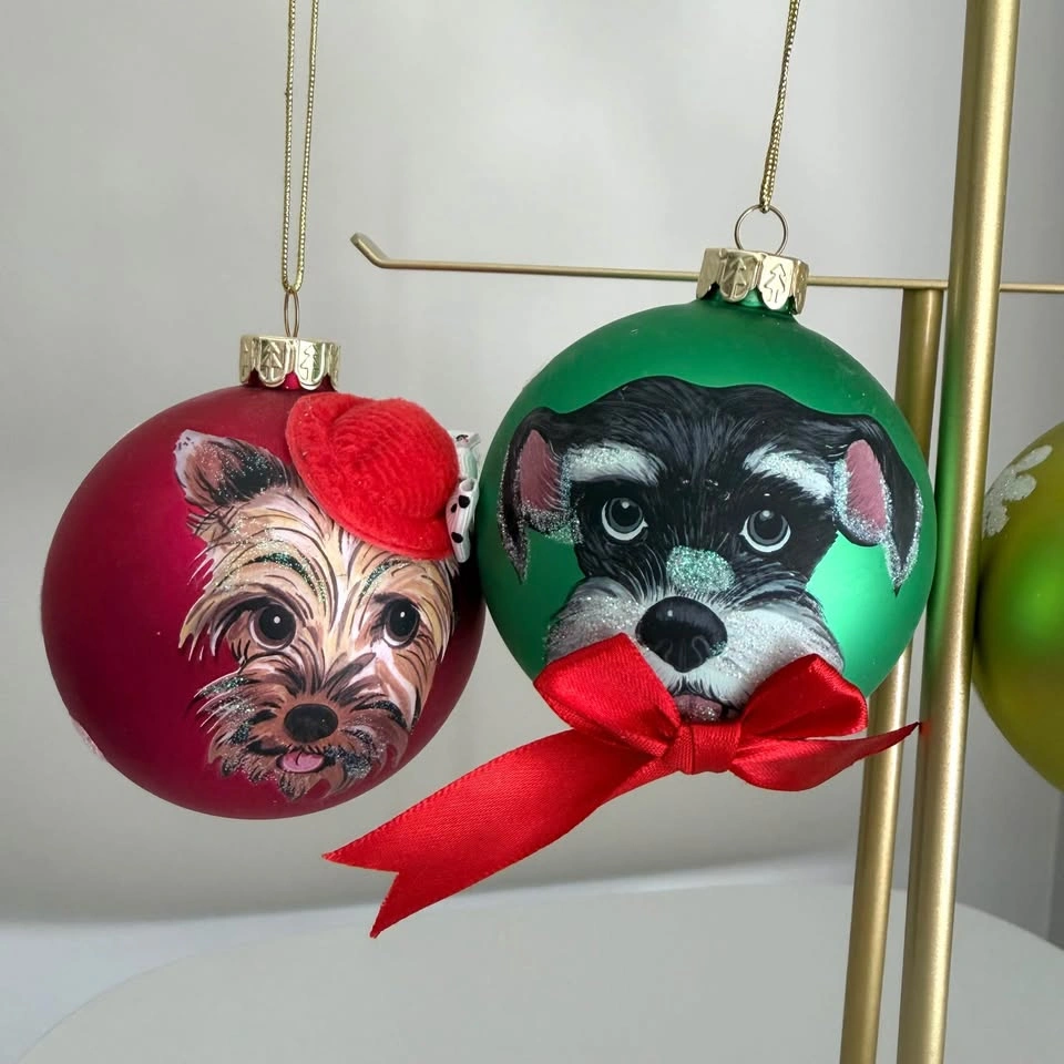 Real Glass Dog Christmas Ball Tree Decorations - $5 for ALL - photo 2