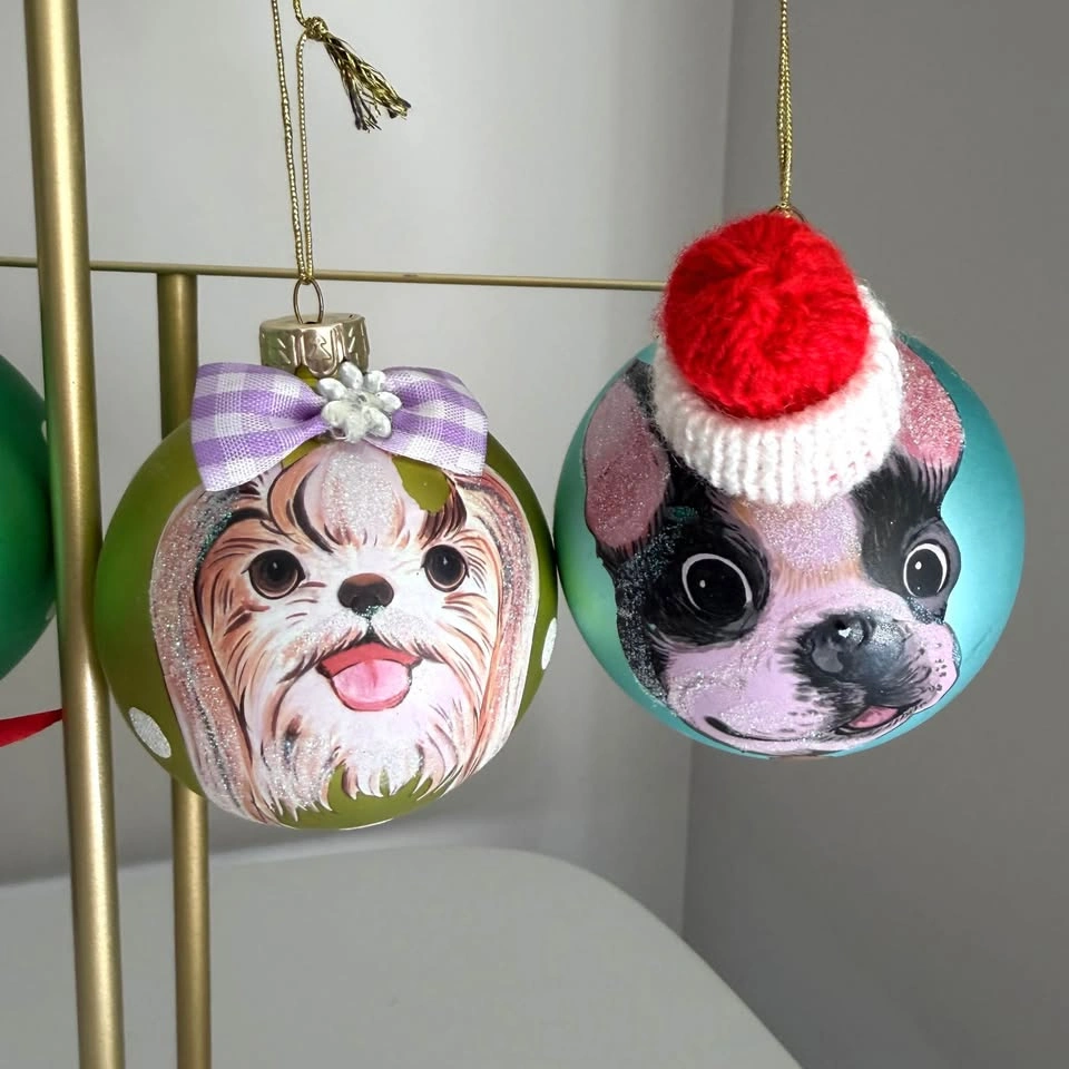 Real Glass Dog Christmas Ball Tree Decorations - $5 for ALL - photo 3